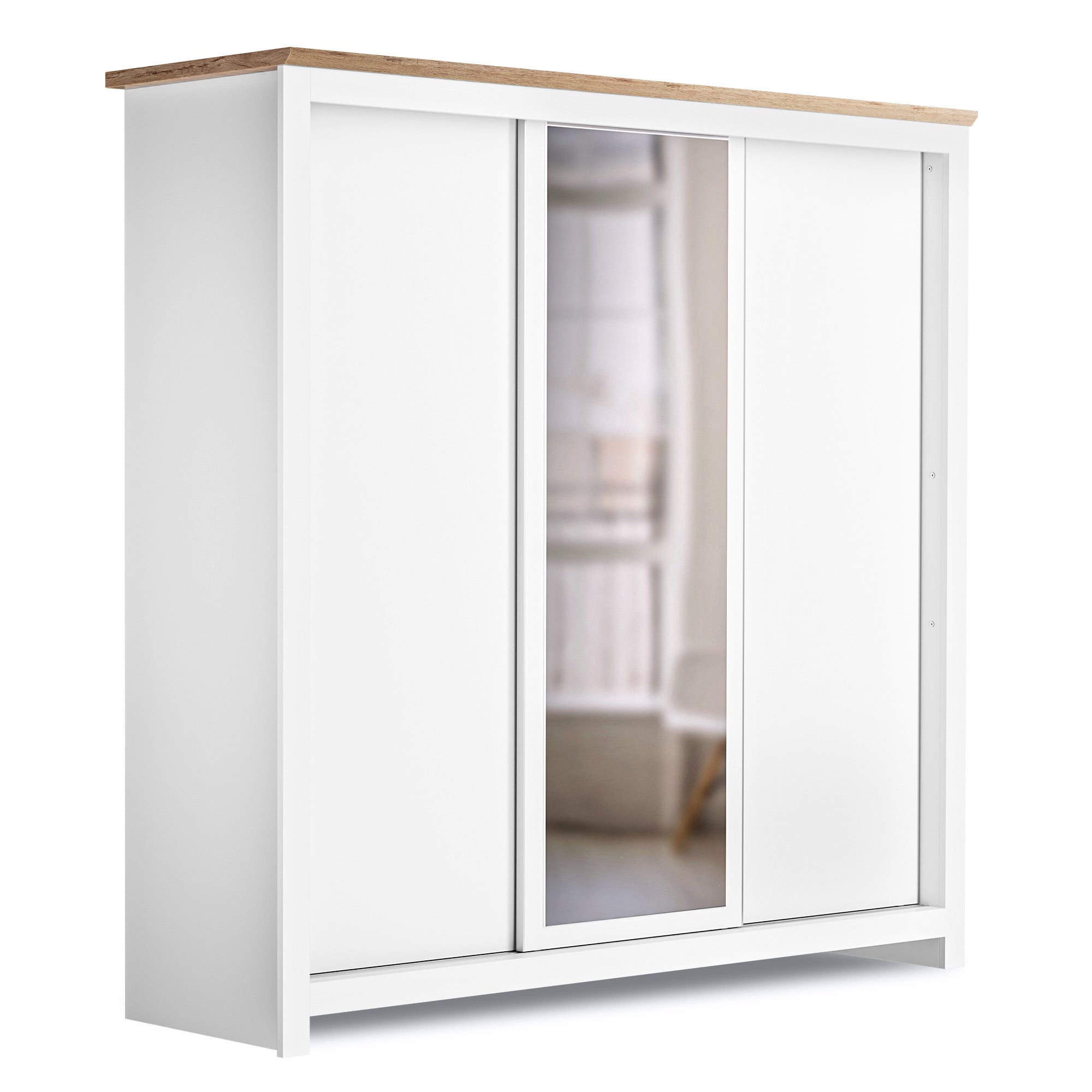 MILANA 3 Door Mirrored Sliding Wardrobe White - 180cm - Avellino & Wells