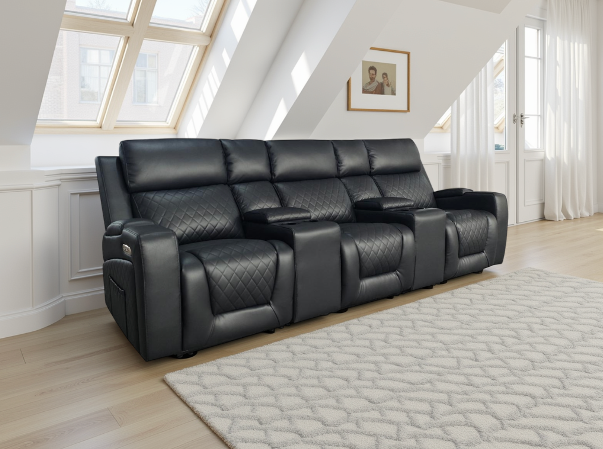 IVANO Leather 3 Seater Electric Recliner Sofa - Black - Sofa So Good