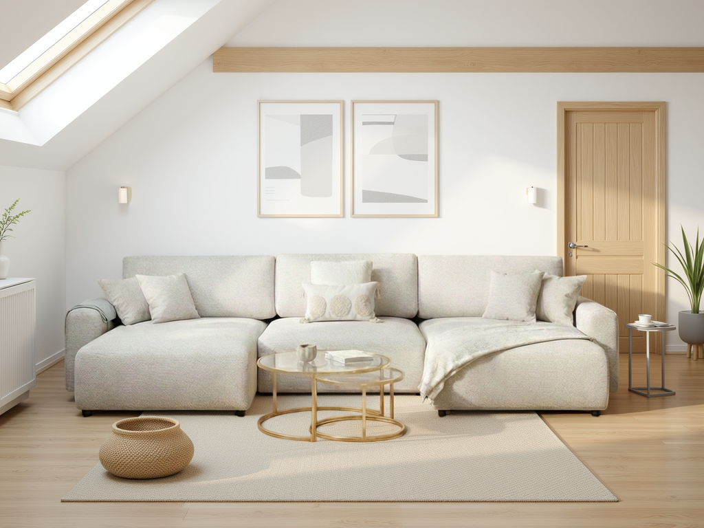 MORVATO Fabric 3 Seater U Shaped Corner Sofa - Beige - Sofa So Good