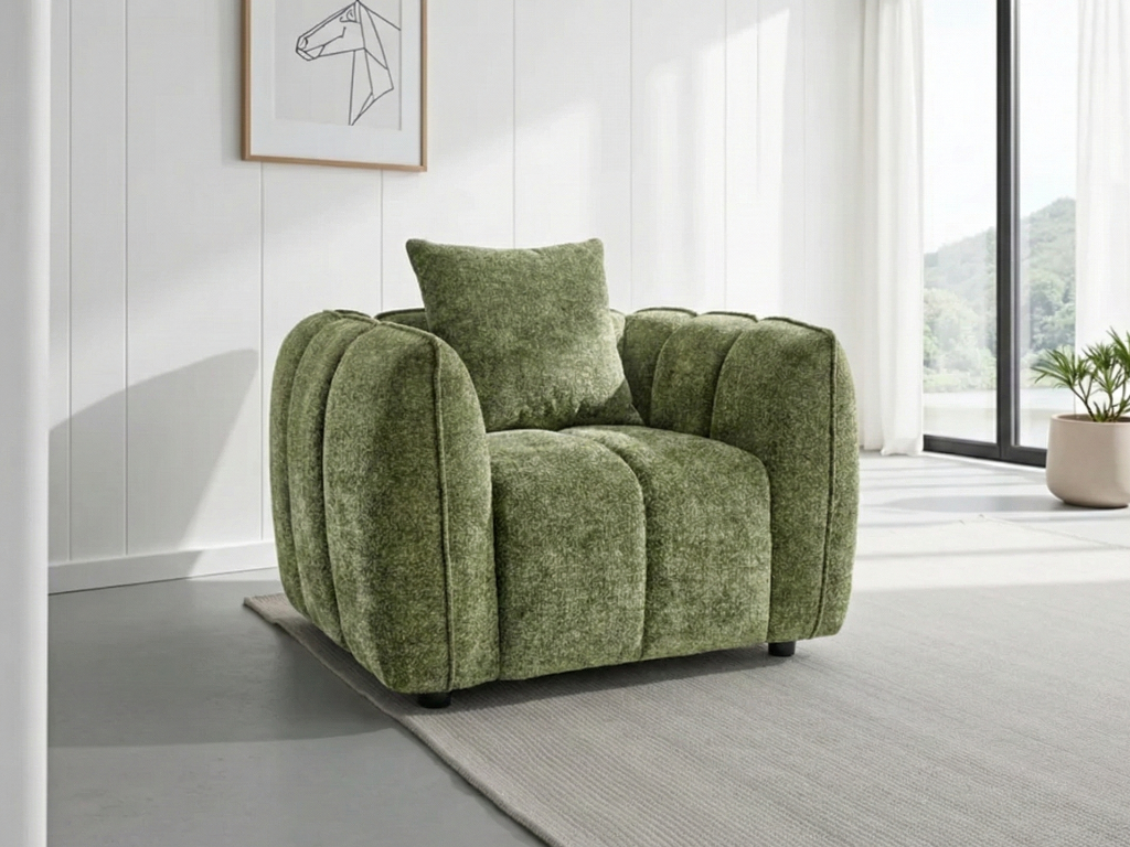 SERINZE Fabric Armchair - Olive - Sofa So Good