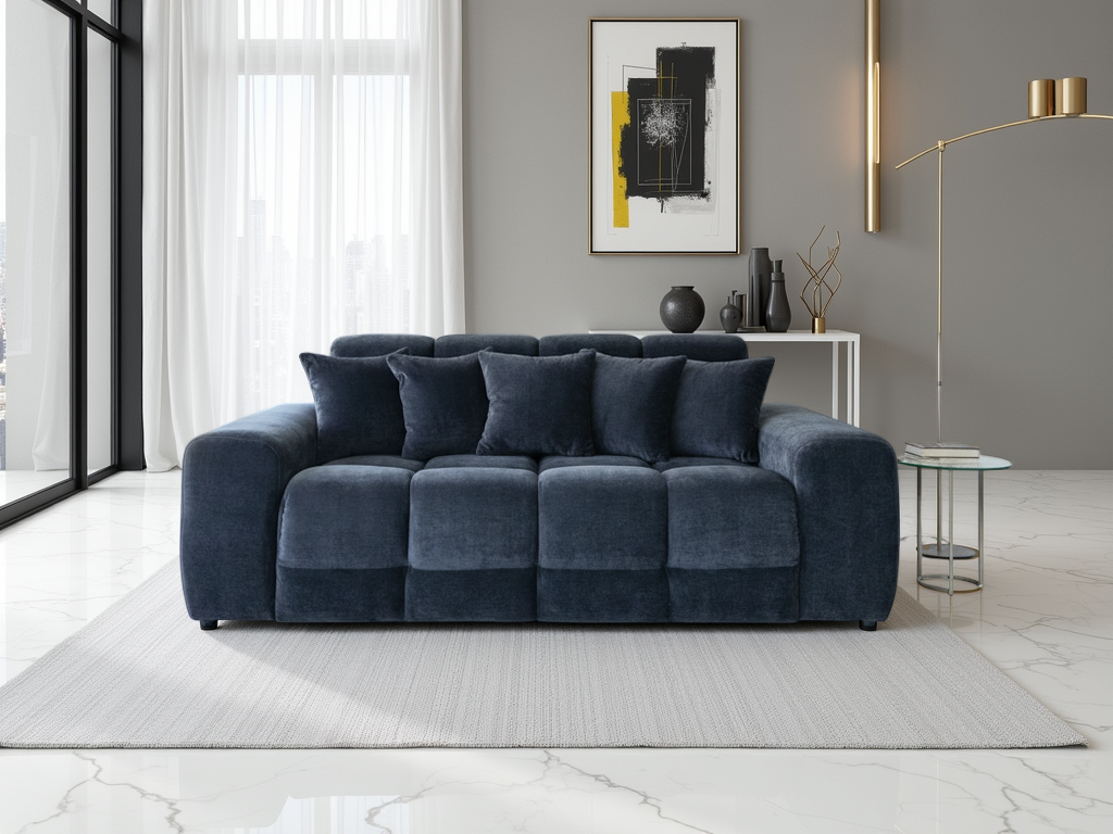 STACIE Fabric 3 Seater Sofa - Black - Sofa So Good