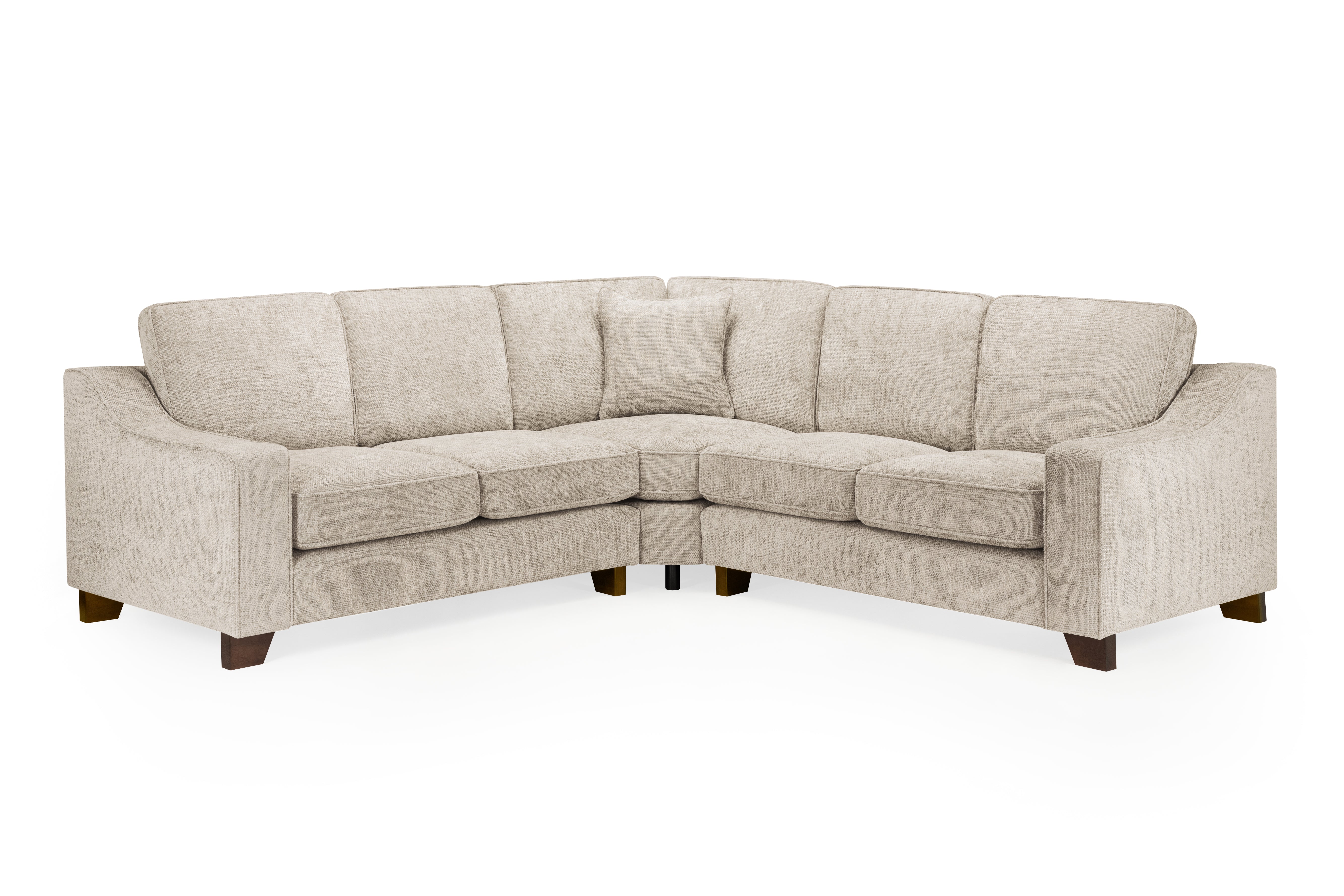 Corner Sofa - KAMILA Plush Fabric Large Corner Sofa Stone 262cm - Sofa So Good