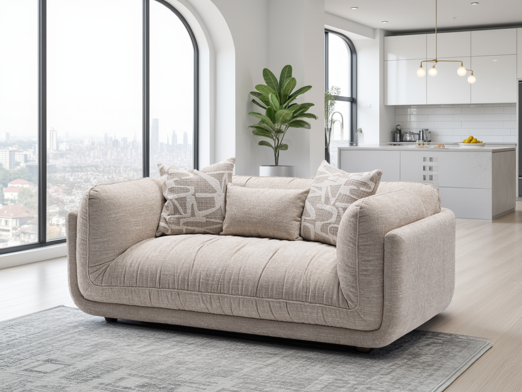 GALVIRO Fabric 2 Seater Sofa - Beige - Sofa So Good
