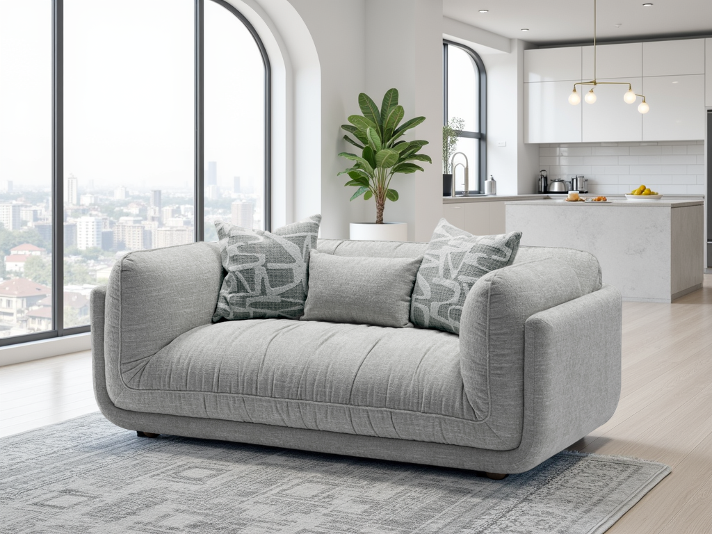 GALVIRO Fabric 2 Seater Sofa - Grey - Sofa So Good