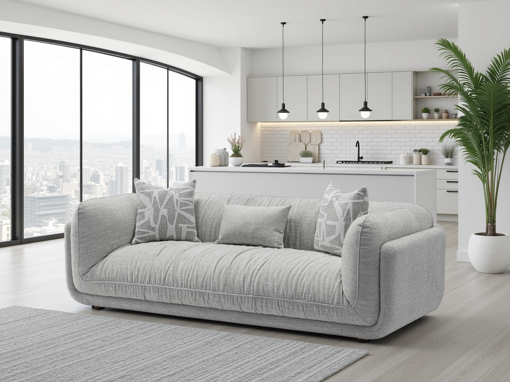 GALVIRO Fabric 3 Seater Sofa - Grey - Sofa So Good