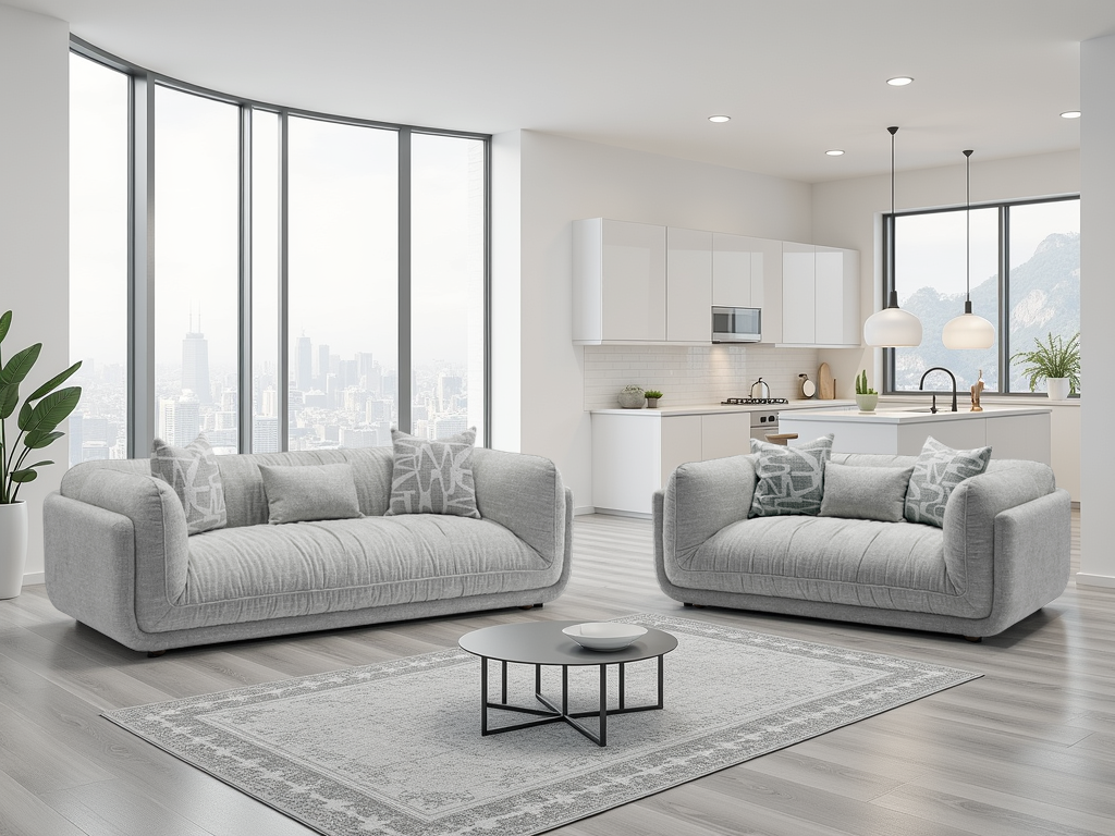 GALVIRO Fabric 3 and 2 Seater Sofa Set - Grey - Sofa So Good