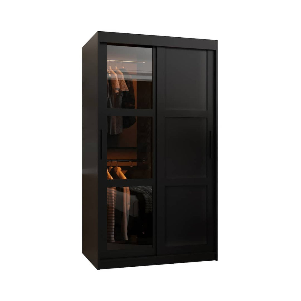 Sliding Wardrobe - SMOKY 2 Door Wardrobe Black 100cm - Art Nest