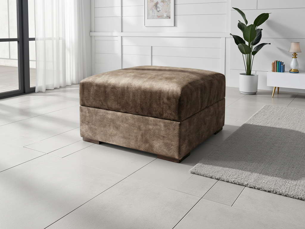 SOLARAE Fabric Footstool - Brown - Sofa So Good