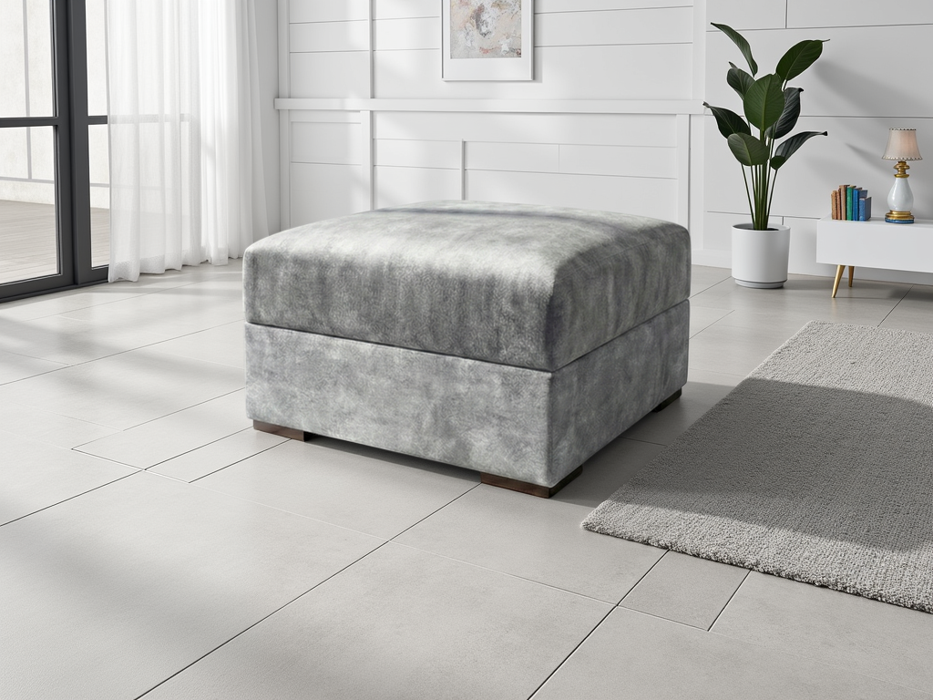 SOLARAE Fabric Footstool - Grey - Sofa So Good