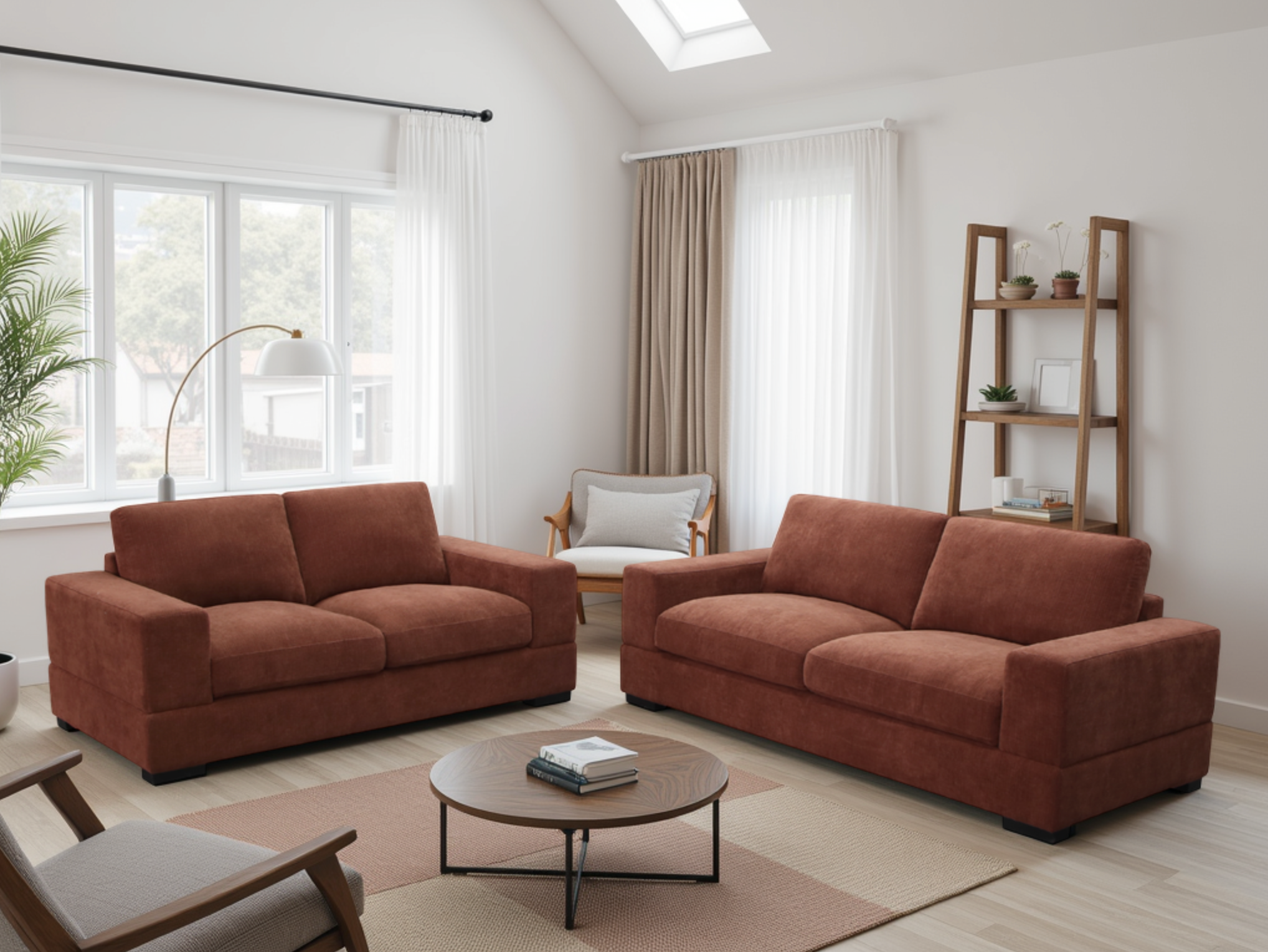 BRUNELLO Fabric 3 and 2 Seater Sofa Set - Berry Red - Sofa So Good