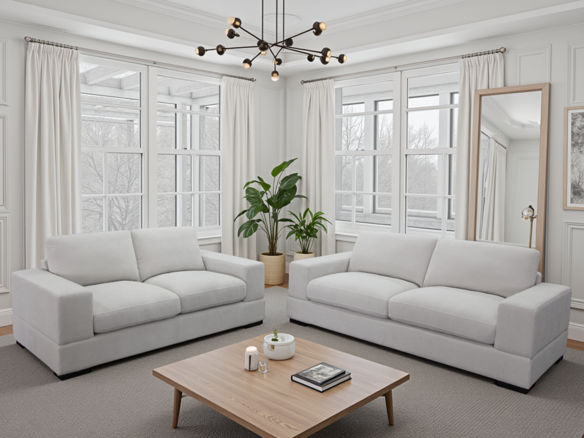 BRUNELLO Fabric 3 and 2 Seater Sofa Set - Ivory - Sofa So Good