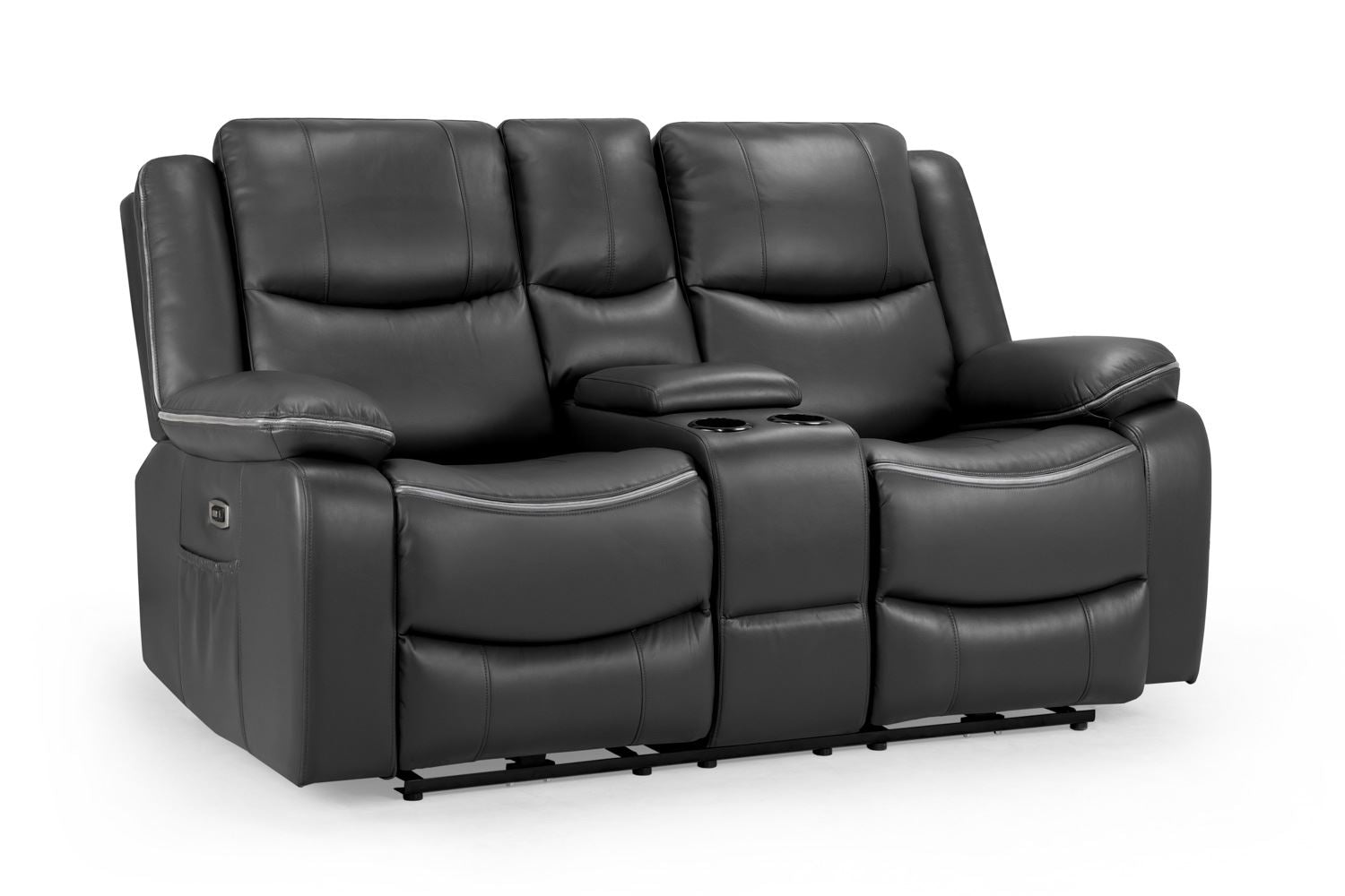 Recliner Sofa - MART Faux Leather 2 Seater Electric Recliner Sofa Black 168cm - Sofa So Good