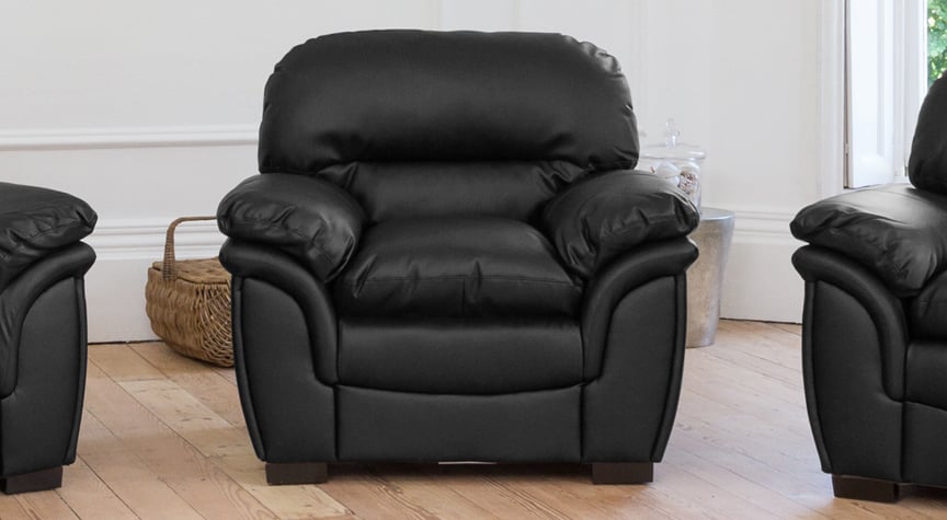 Armchir - NOCERA Leather Chair - Black - Archie Homes