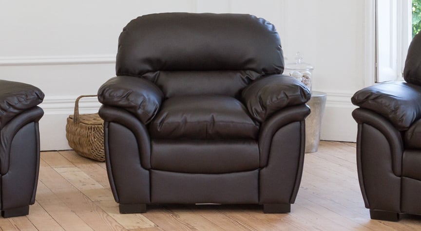 Armchir - NOCERA Leather Chair - Brown - Archie Homes