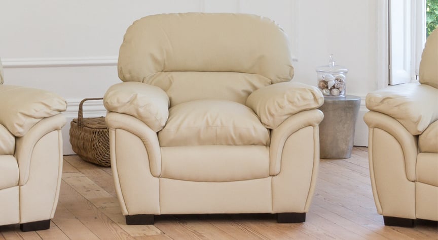 Armchir - NOCERA Leather Chair - Cream - Archie Homes