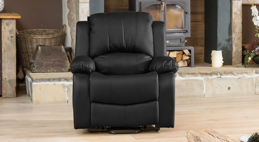 Armchair - THERMAVEL Leather Recliner Chair - Black - Archie Homes