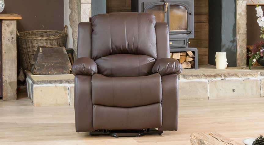 Armchair - THERMAVEL Leather Riser Recliner with Electric Lift Assist Heated Massage Chair - Brown - Archie Homes