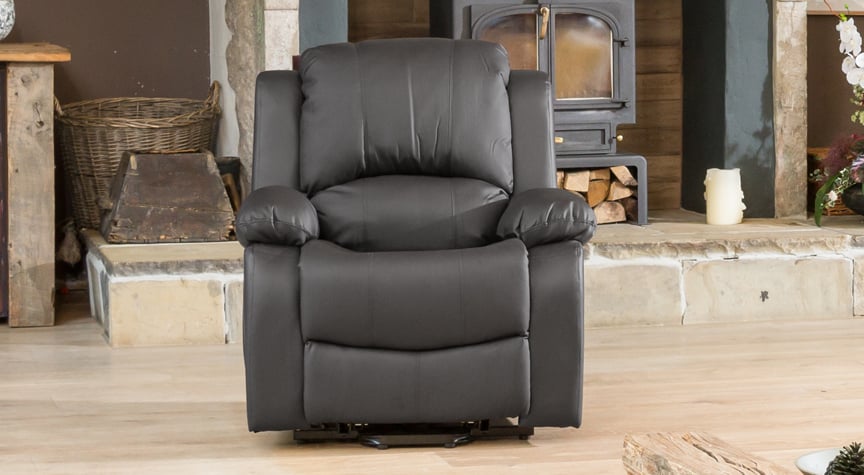 Armchair - THERMAVEL Leather Riser Recliner with Electric Lift Assist Heated Massage Chair - Grey - Archie Homes