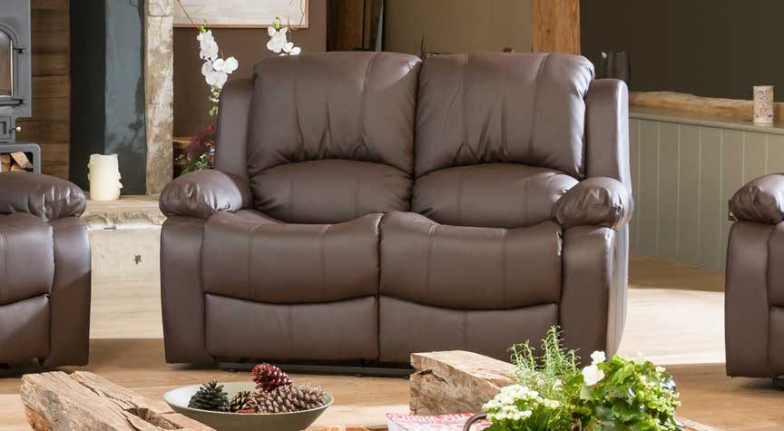 2 Seater Sofa - THERMAVEL Leather Recliner Sofa - Brown - Archie Homes