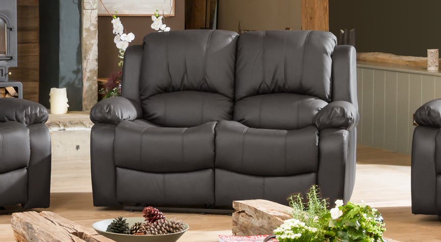 2 Seater Sofa - THERMAVEL Leather Recliner Sofa - Grey - Archie Homes