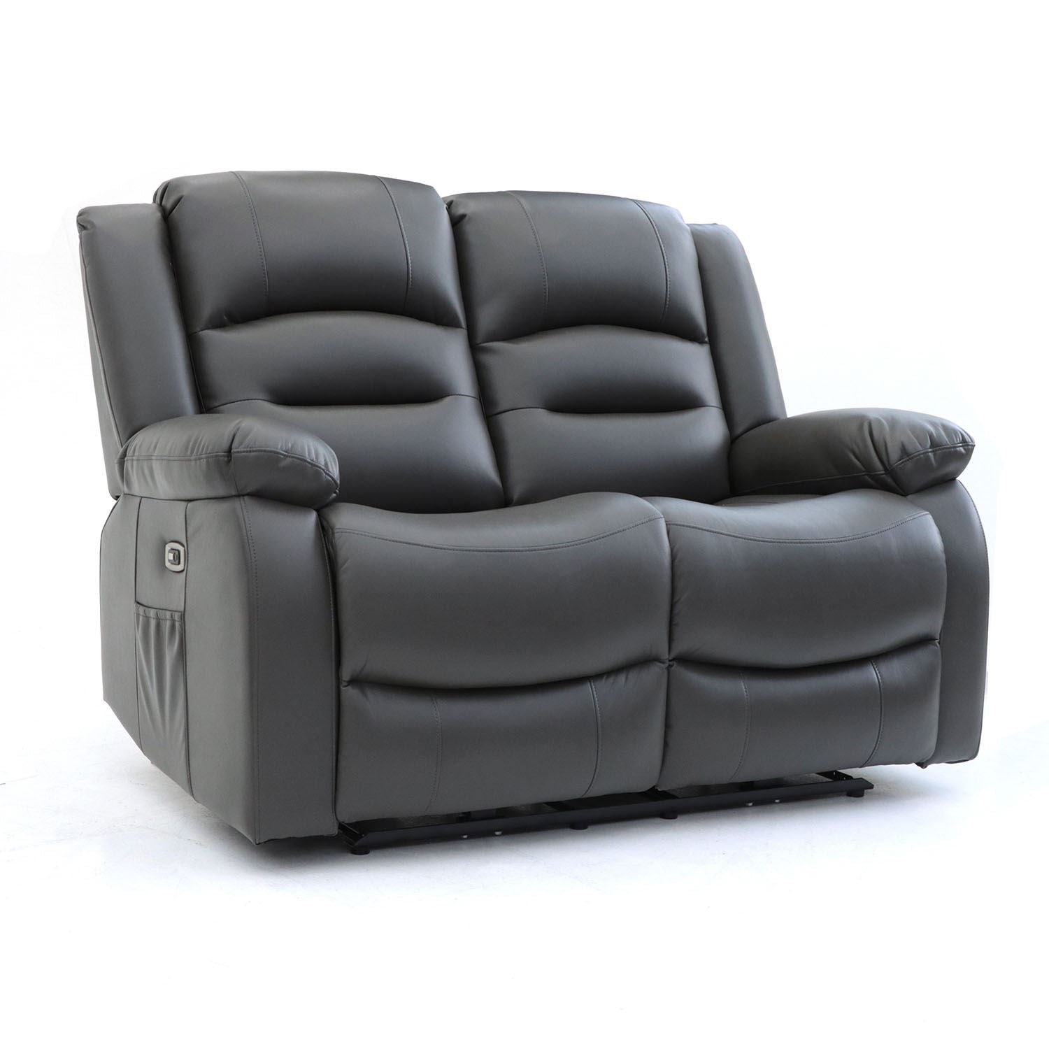 Recliner Sofa - Mark Faux Leather 2 Seater Recliner Sofa Grey 136cm - Sofa So Good