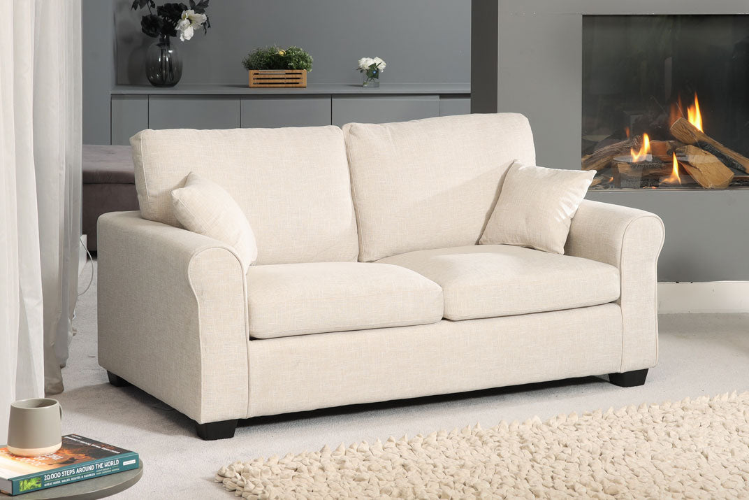 NOCERA Textured Fabric 2 Seater Sofa Bed - Beige - Artemis Home