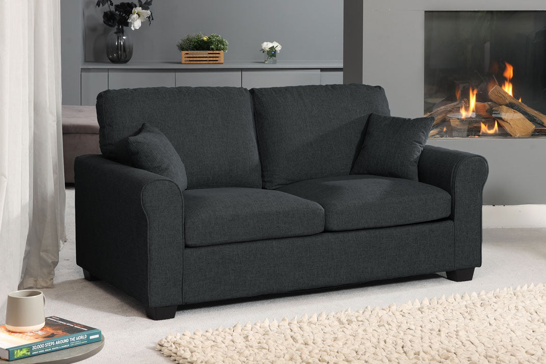 NOCERA Textured Fabric 2 Seater Sofa Bed - Black - Artemis Home