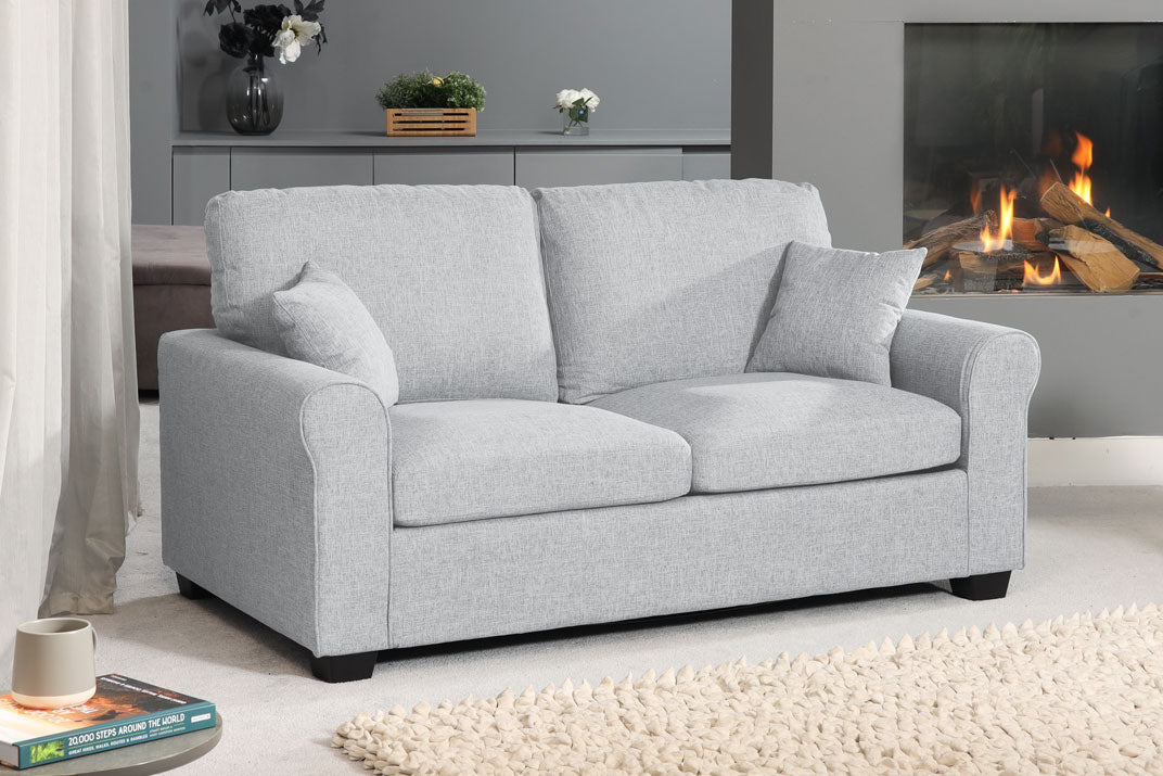 NOCERA Textured Fabric 2 Seater Sofa Bed - Light Grey - Artemis Home