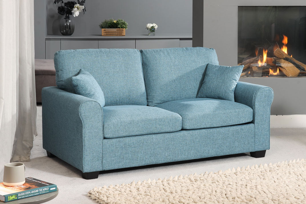 NOCERA Textured Fabric 2 Seater Sofa Bed - Teal - Artemis Home
