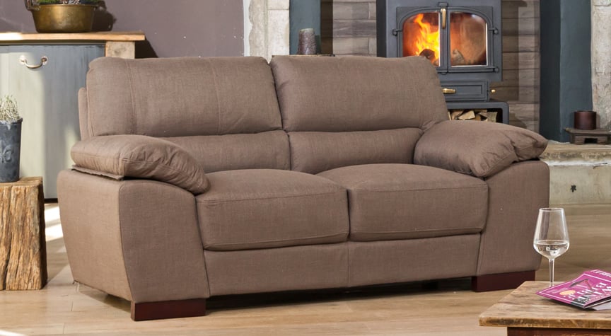 2 Seater Sofa - ARVENA Fabric Sofa - Dark Brown - Archie Homes