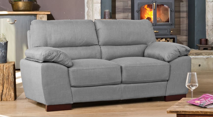 2 Seater Sofa - ARVENA Fabric Sofa - Grey - Archie Homes