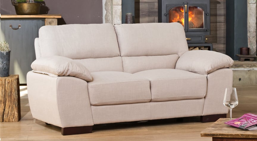 2 Seater Sofa - ARVENA Fabric Sofa - Sand - Archie Homes