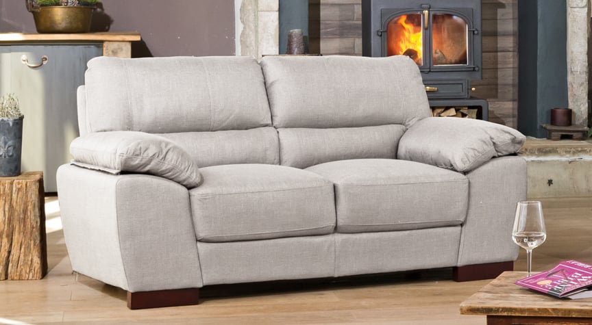 2 Seater Sofa - ARVENA Fabric Sofa - Smoke - Archie Homes