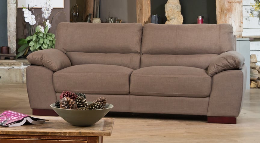 3 Seater Sofa - ARVENA Fabric Sofa - Dark Brown - Archie Homes