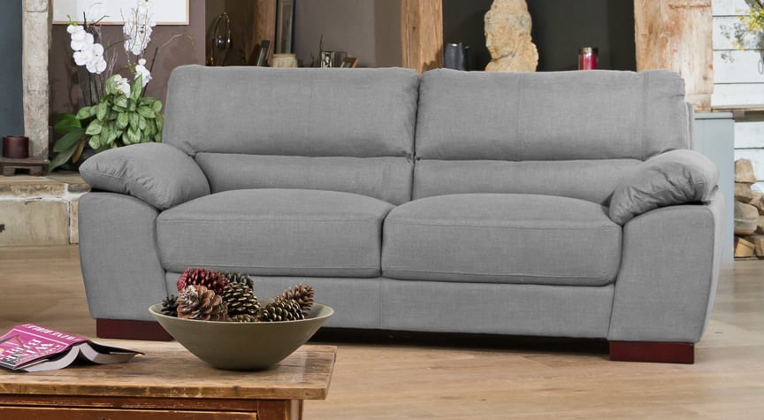 3 Seater Sofa - ARVENA Fabric Sofa - Grey - Archie Homes