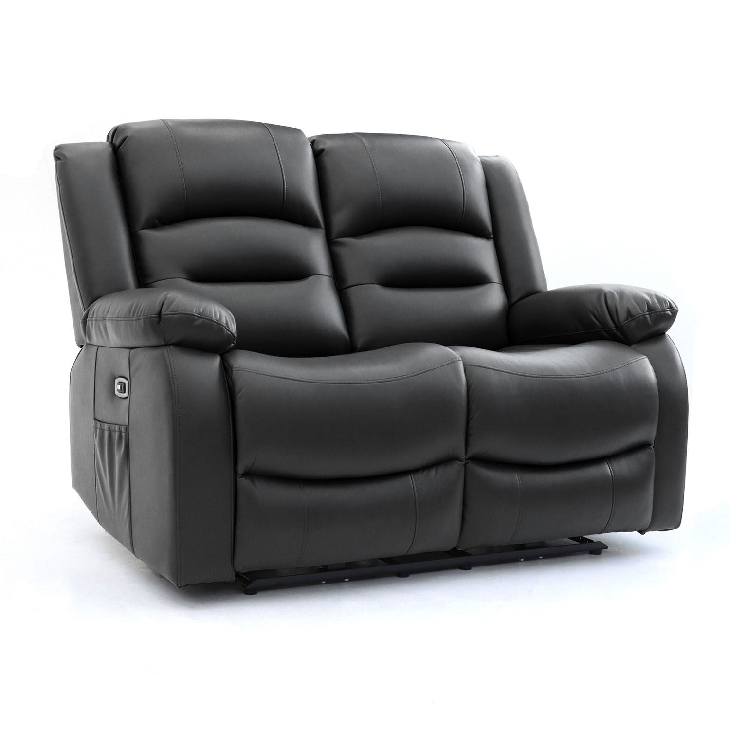 Recliner Sofa - Mark Faux Leather 2 Seater Recliner Sofa Black 136cm - Sofa So Good