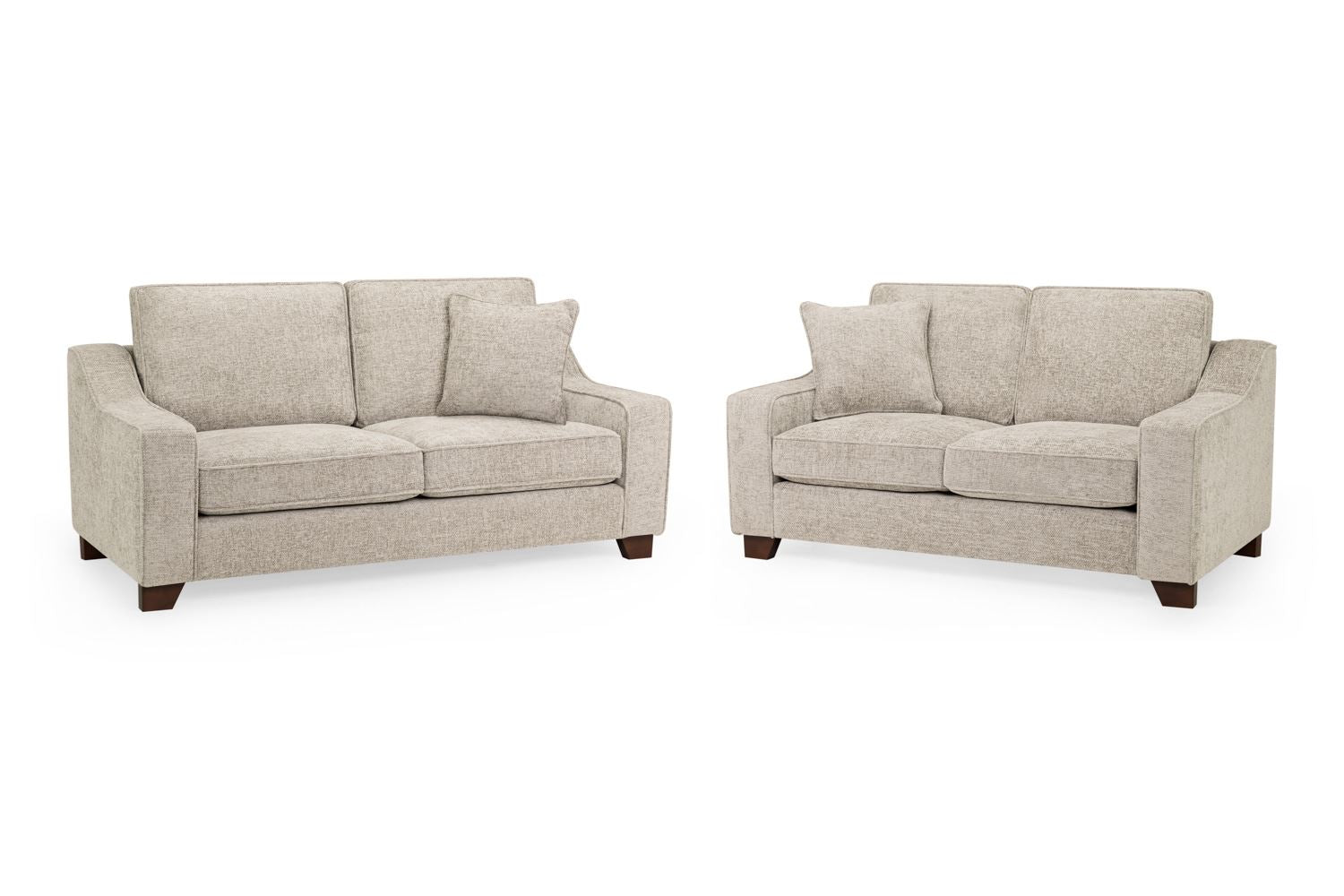 Sofa Set - KAMILA Plush Fabric 3 Seater and 2 Seater Sofa Set Stone 196cm - Sofa So Good