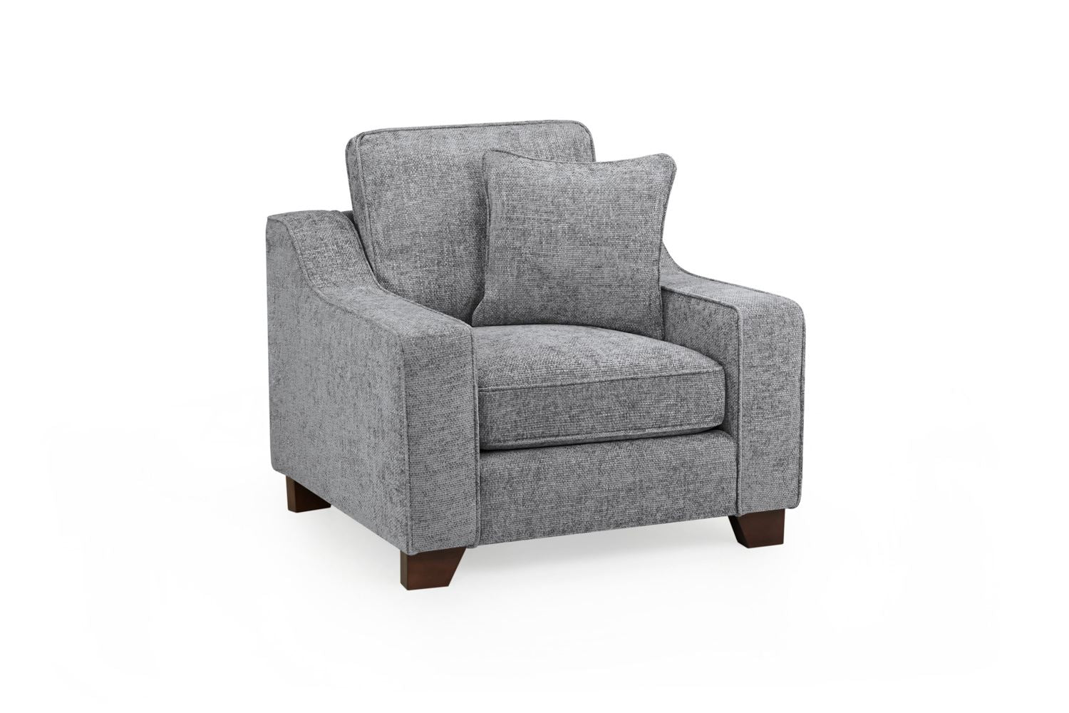 Armchair -KAMILA Plush Fabric Armchair Sofa Slate 104cm - Sofa So Good