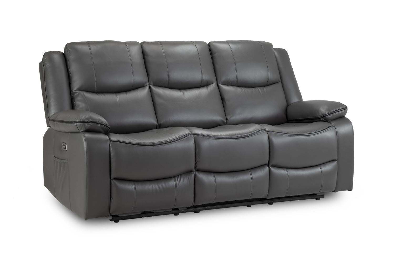 Recliner Sofa - MART Faux Leather 3 Seater Electric Recliner Sofa Grey 192cm - Sofa So Good