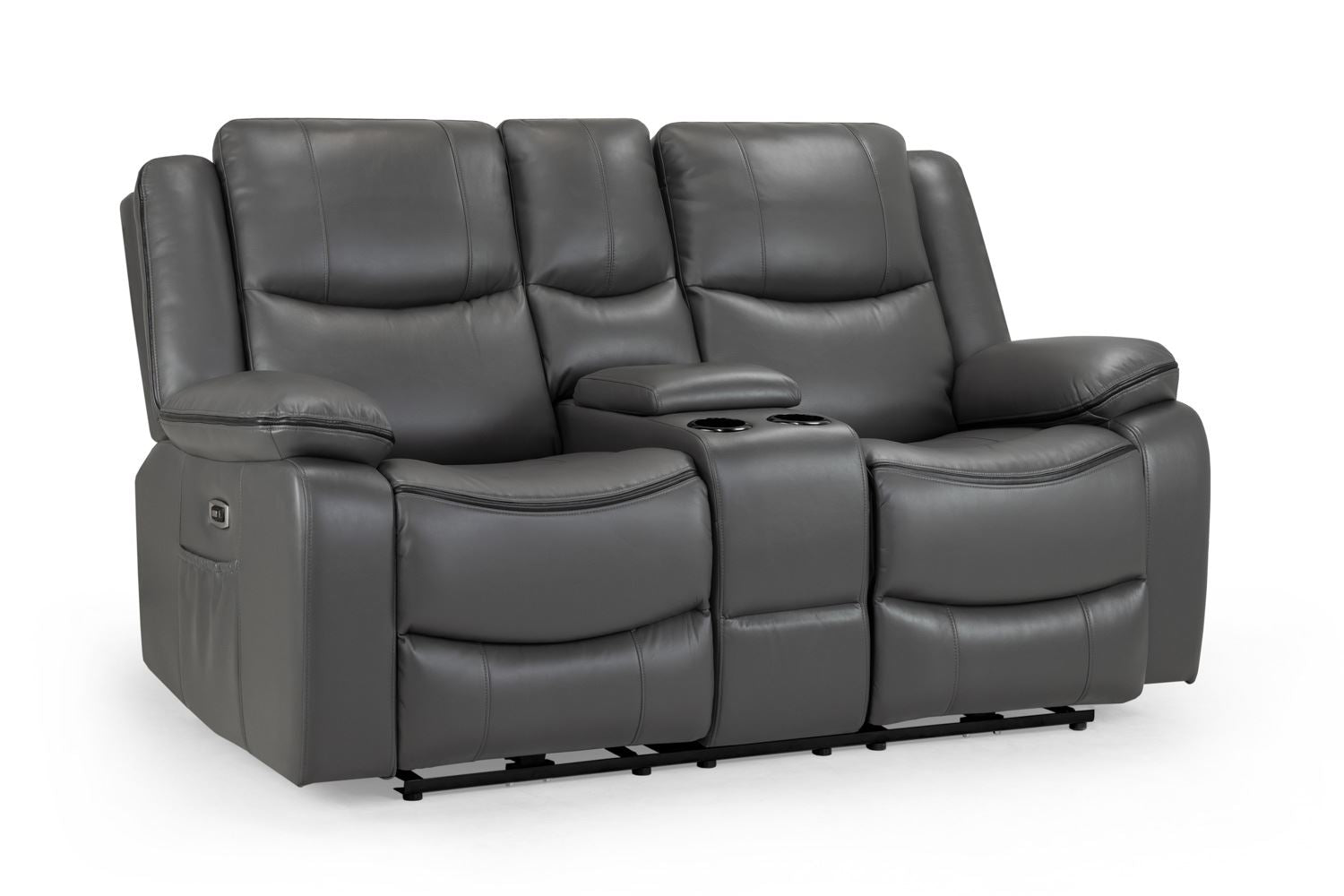 Recliner Sofa - MART Faux Leather 2 Seater Electric Recliner Sofa Grey 168cm - Sofa So Good