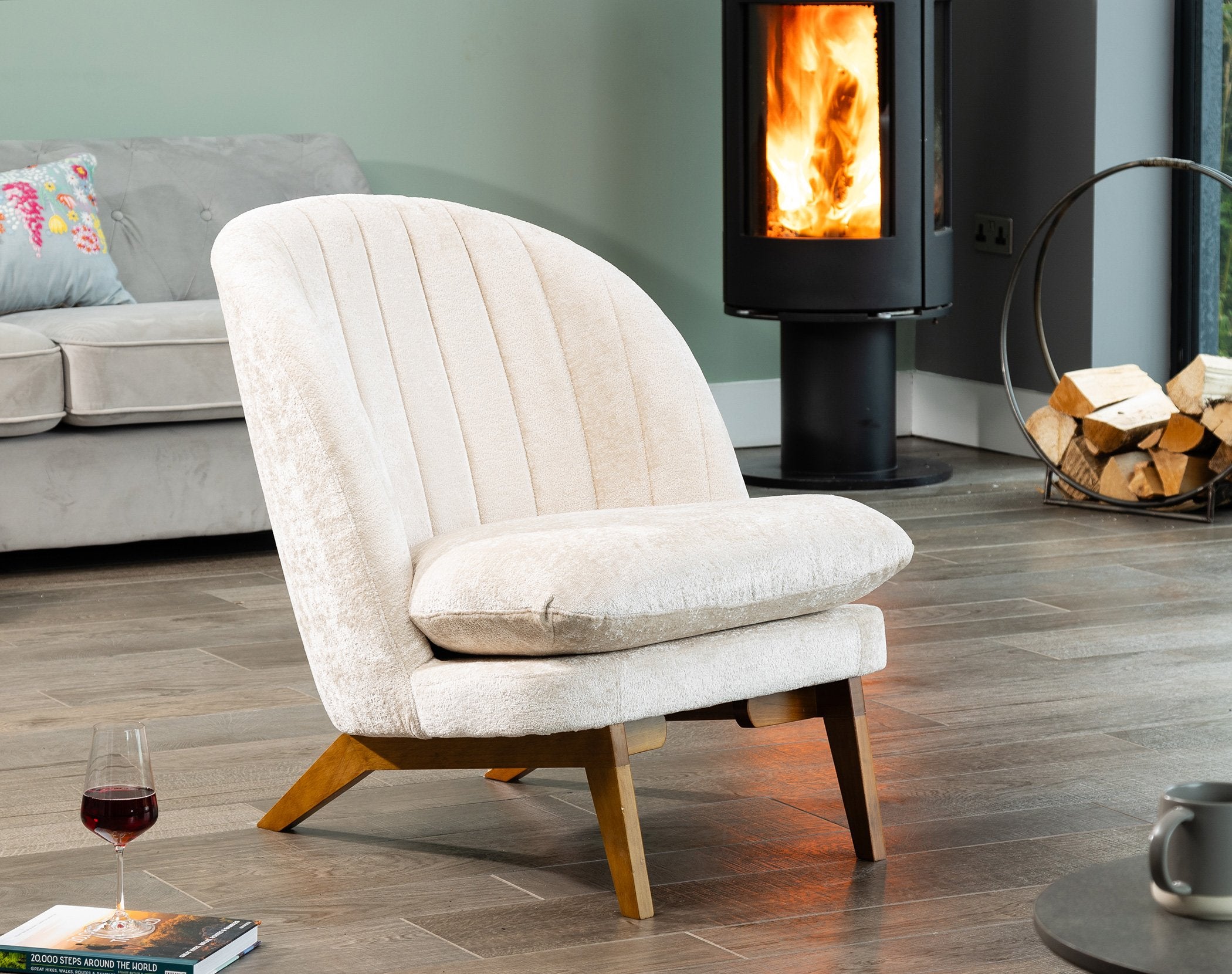 ZENARO Boucle Fabric Tub Chair - Taupe - Artemis Home