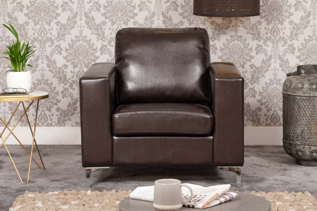 LUXORA Leather Armchair - Brown - Archie Homes