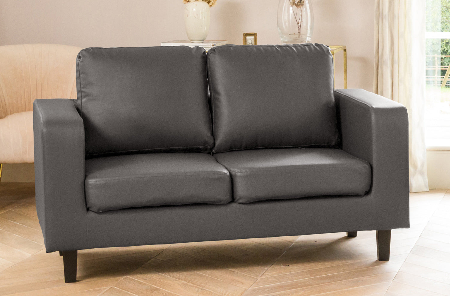 REGNIX Bonded Leather 2 Seater Sofa - Grey - Artemis Home