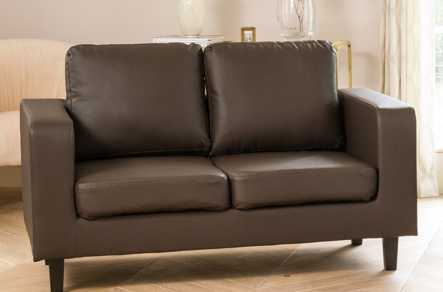 REGNIX Bonded Leather 2 Seater Sofa - Brown - Artemis Home