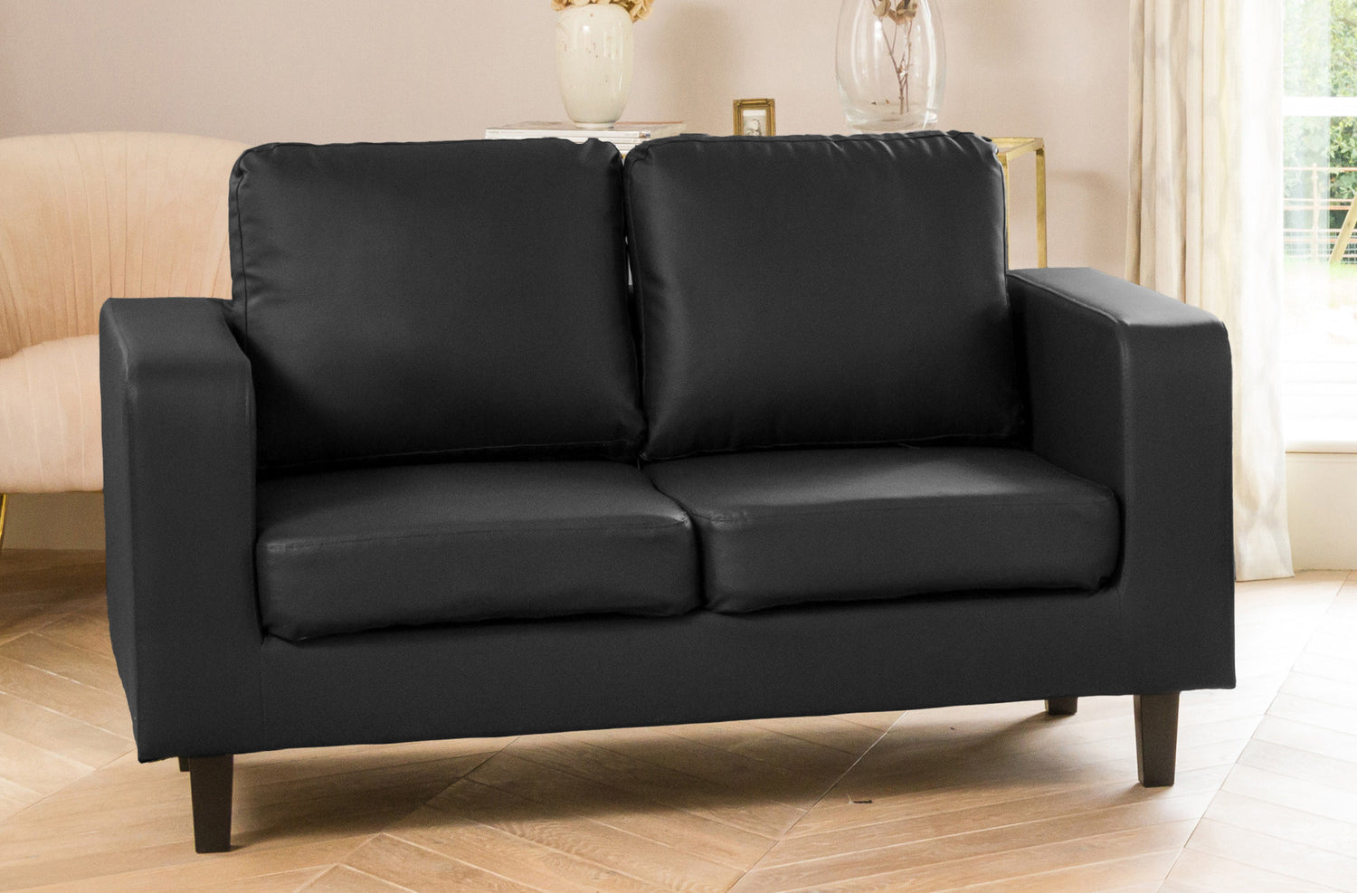 REGNIX Bonded Leather 2 Seater Sofa - Black - Artemis Home