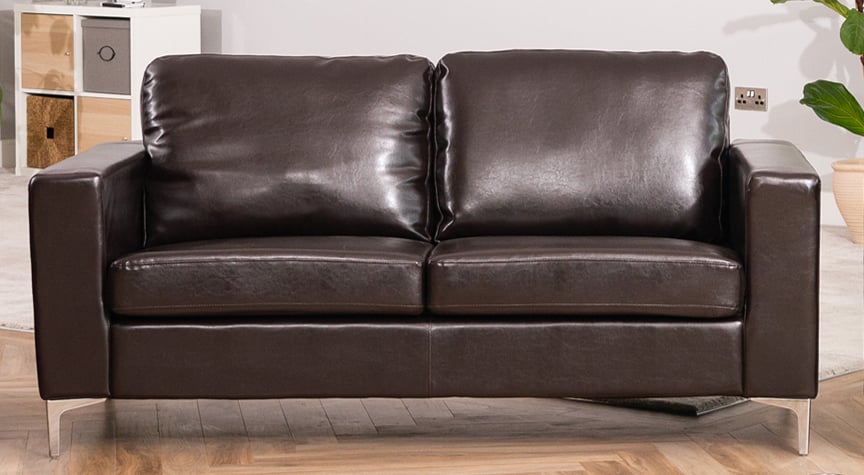 LUXORA Leather 3 Seater Sofa - Brown - Archie Homes