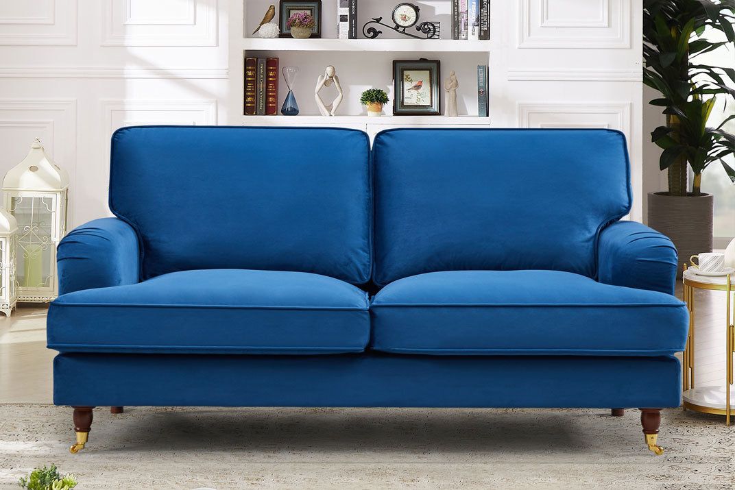 VELARO Velvet 2 Seater Sofa - Blue - Artemis Home