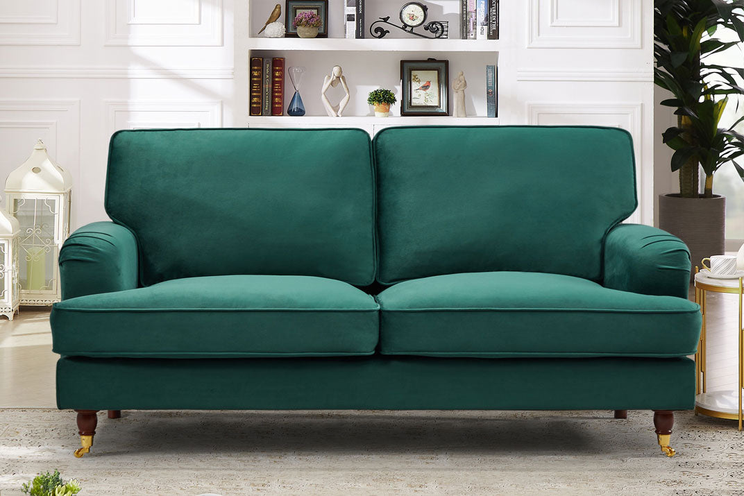 VELARO Velvet 2 Seater Sofa - Green - Archie Homes