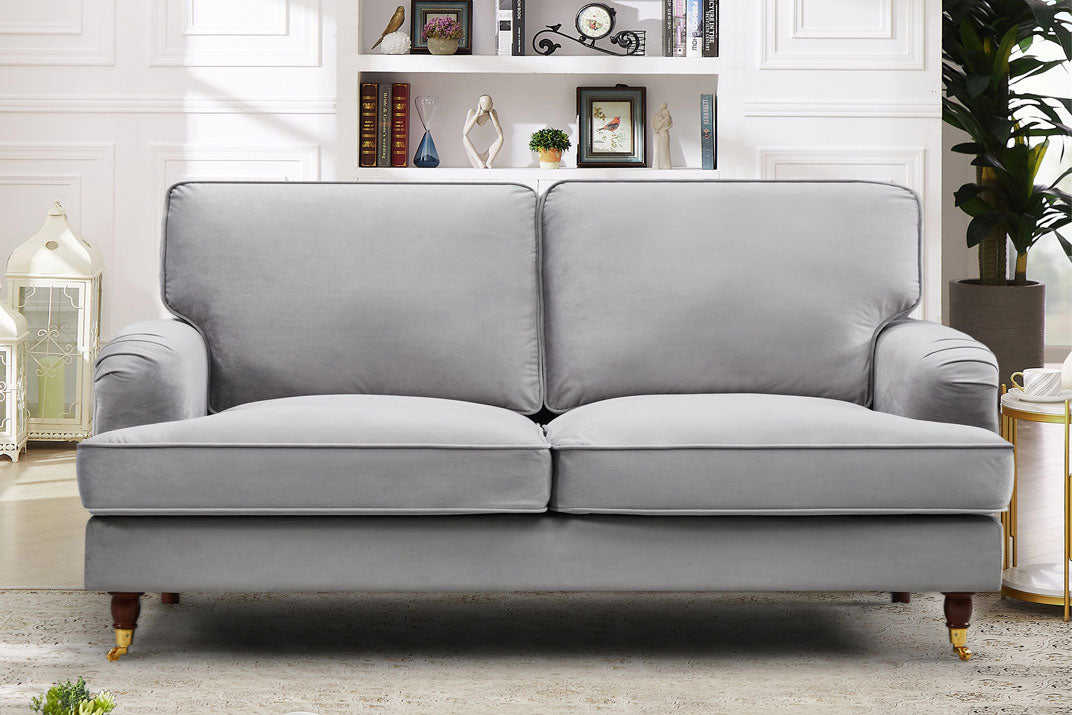 VELARO Velvet 2 Seater Sofa - Grey - Artemis Home