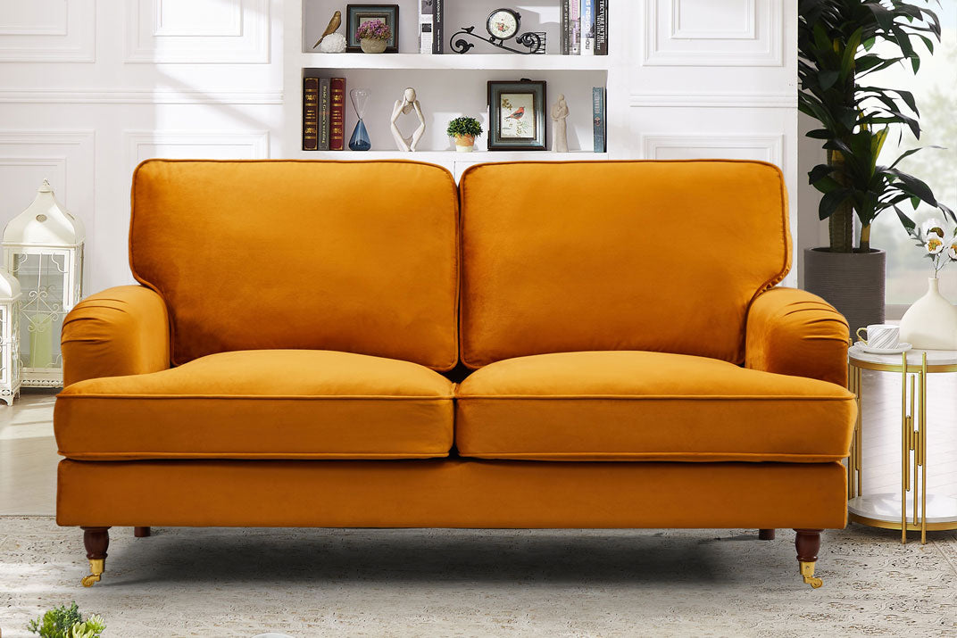 VELARO Velvet 2 Seater Sofa - Orange - Artemis Home
